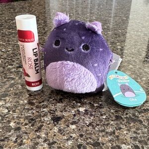 Gift Set of "Oha" Squishmallows Micromallow Plush Toy and Lip Balm